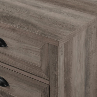 Transitional Farmhouse Framed 3-Drawer Nightstand With Cup Handles - Grey Wash